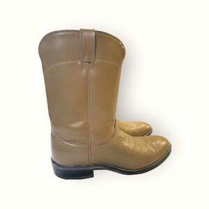 Vintage Laredo Leather Roper Cowboy Boots Pull On Riding Boots Tan Sz 9‎ D